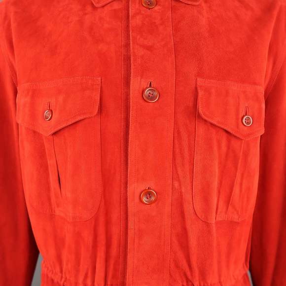 VALSTARRed Suede Four Pocket Drawstring Waist Coat - Picture 3 of 9